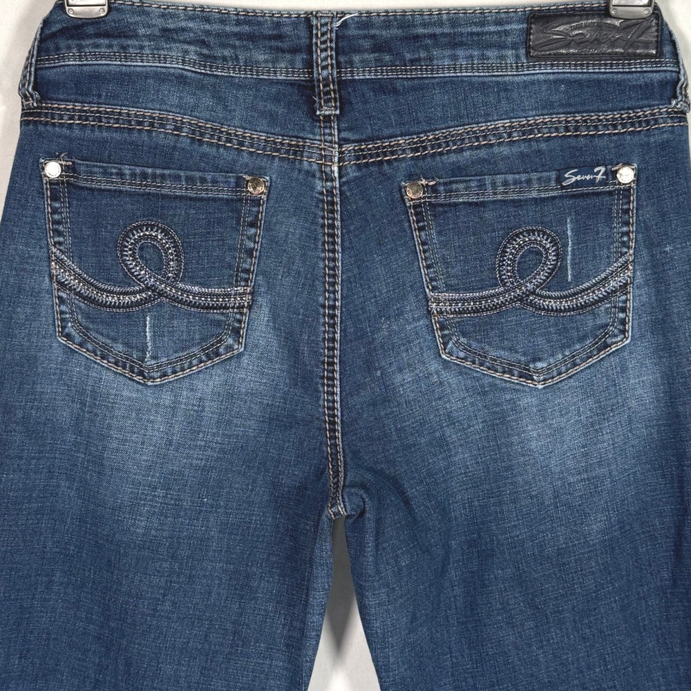 Seven7 Rocker Slim Bootcut‎ Jeans Womens 30 Blue Medium Wash Embroidered Pockets